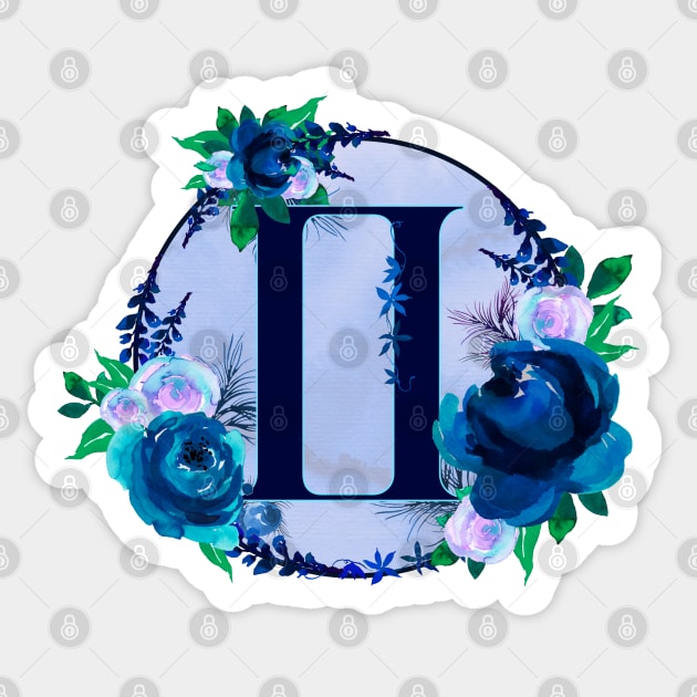 Gemini Zodiac Horoscope Blue Floral Monogram Sticker by bumblefuzzies